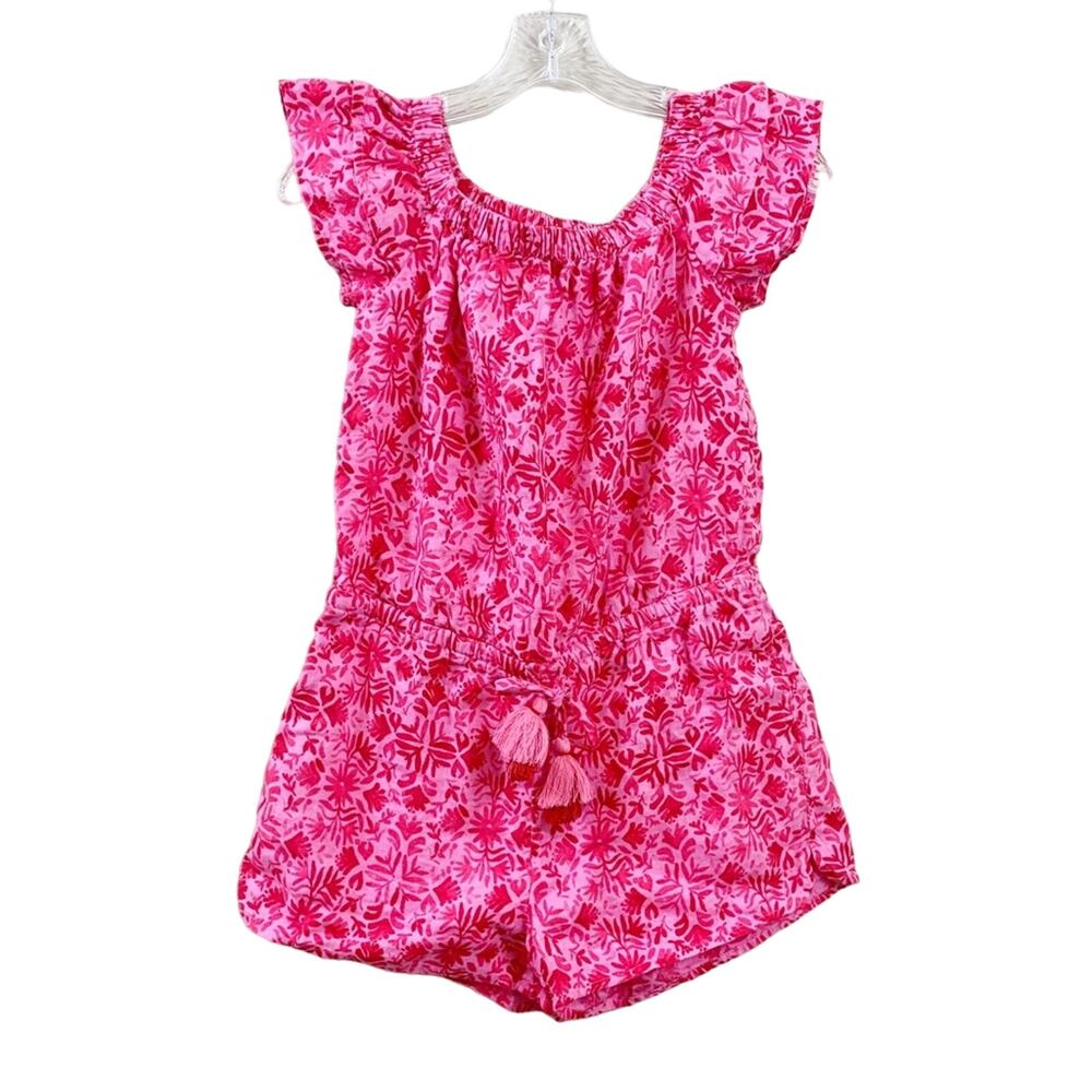 Vineyard Vines Tile Otomi Off-The-Shoulder Tropical Pink/Red Romper